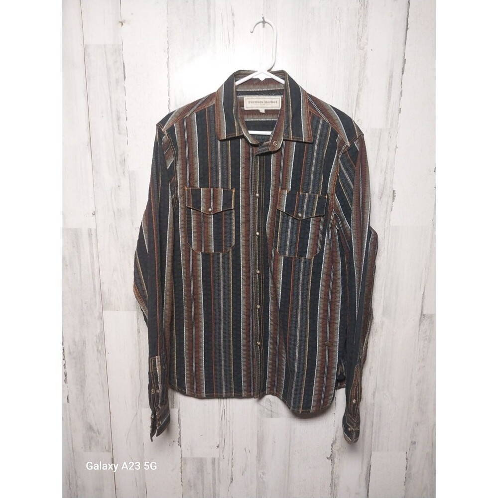 Farmer's Market Iceland Men's Large Western Pearl Snap Shirt